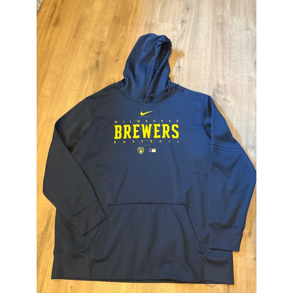 Nike Milwaukee Brewers Hoodie 3XL Navy Therma-FIT MLB Authentic Collection